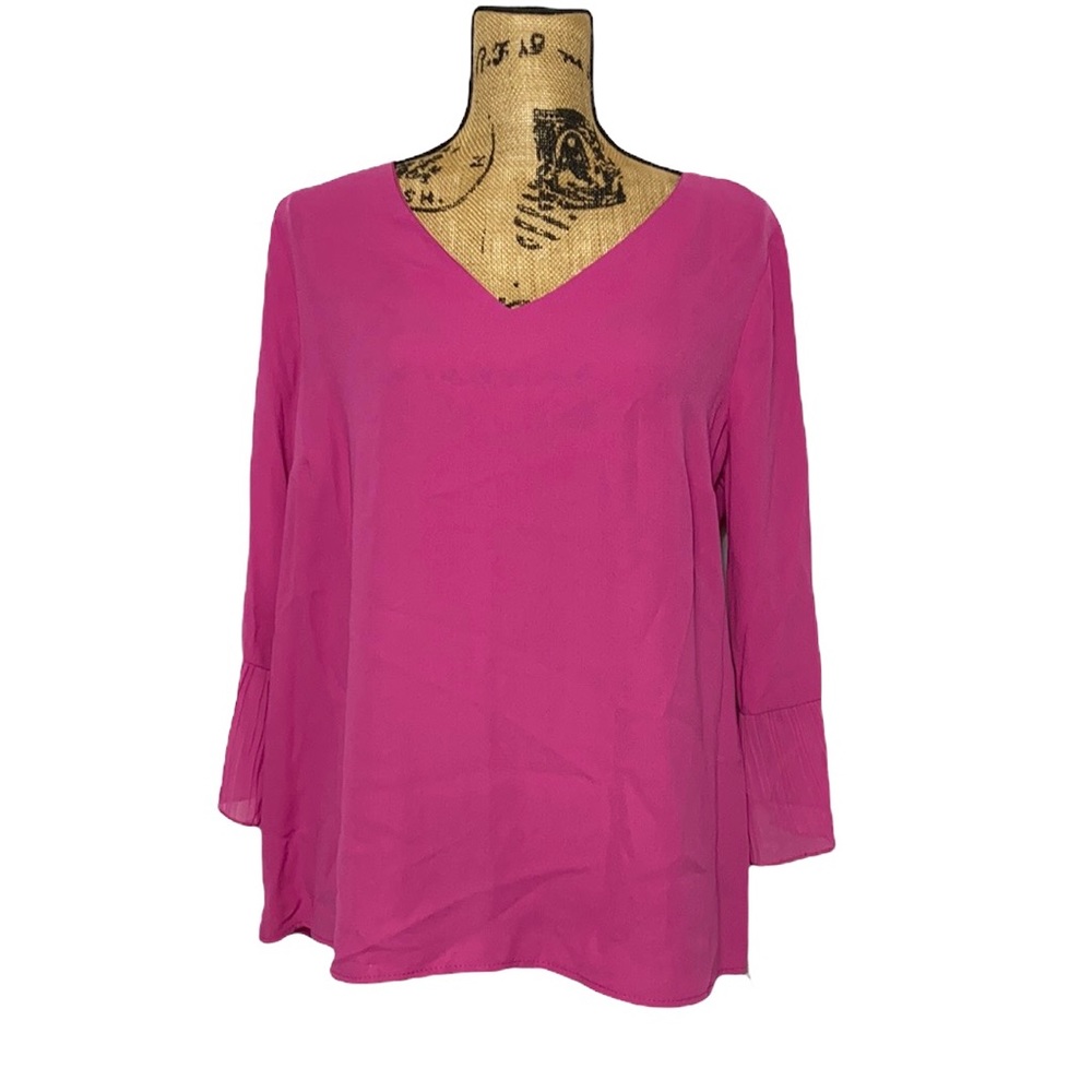 NWT Smith Collection Pink V Neck Blouse L